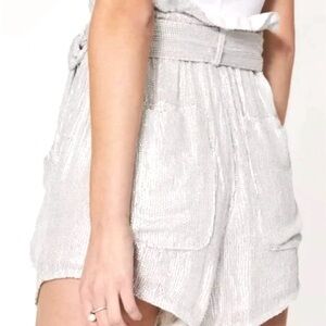 IRO stuning Silver High Waist Women's Shorts. New. Size Euro 36.